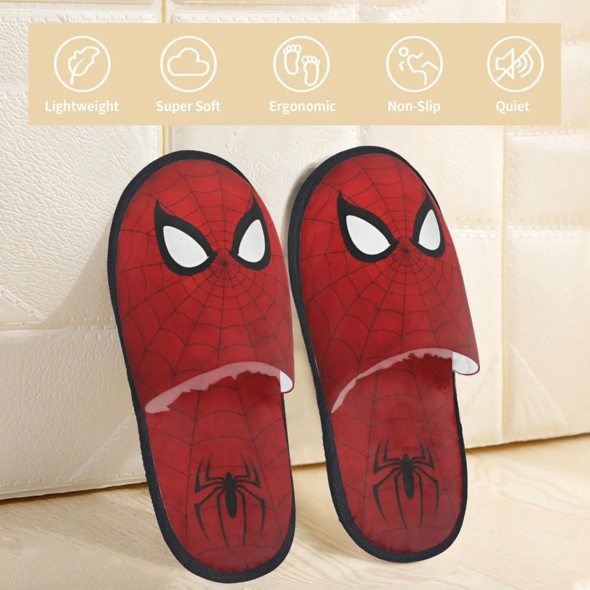 Spider Man Slippers for Woman Man Home Shoes Warm SPA Slippers