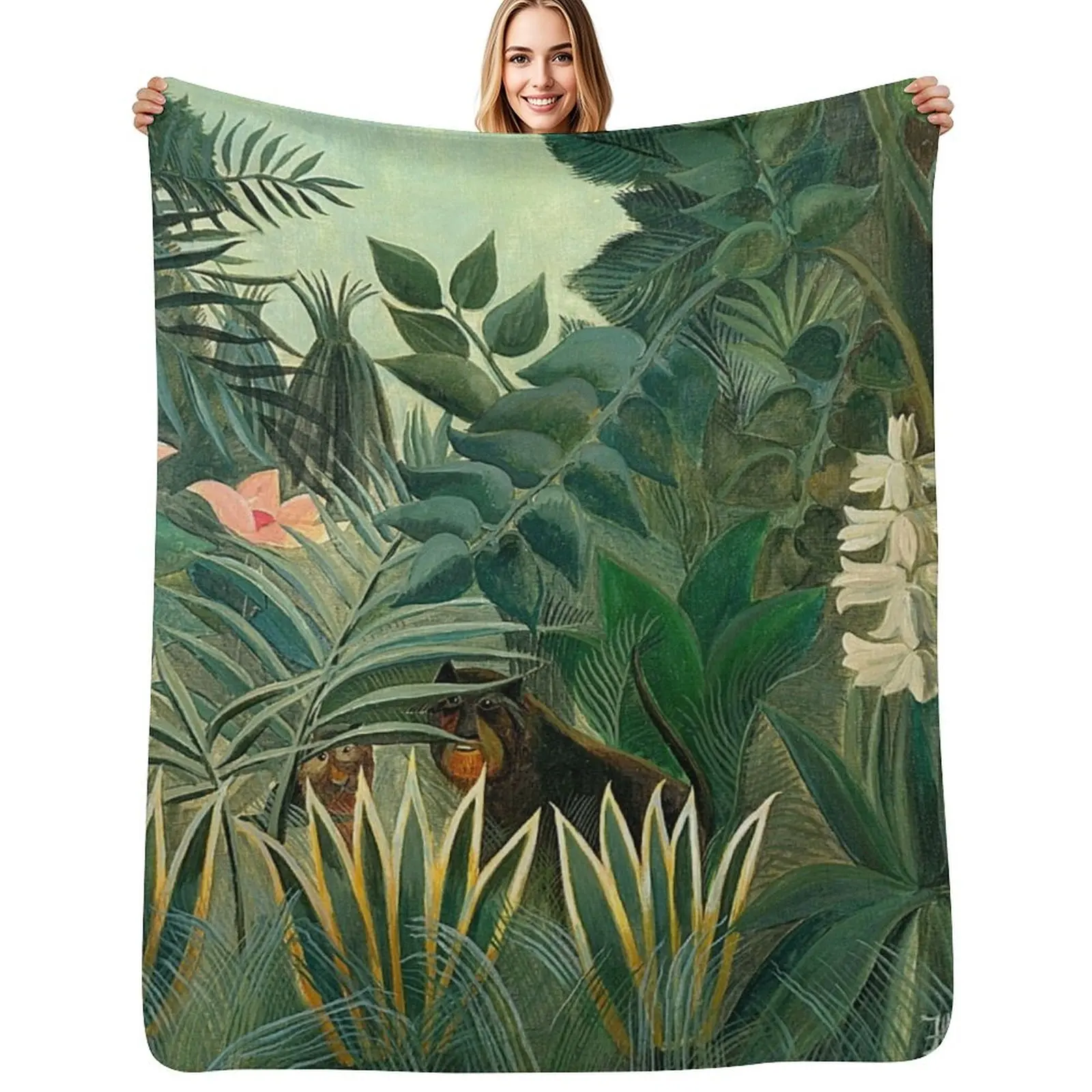 

Henri Rousseau - The Equatorial Jungle Throw Blanket Long Lasting Soft Plush Blanket for Daily Use