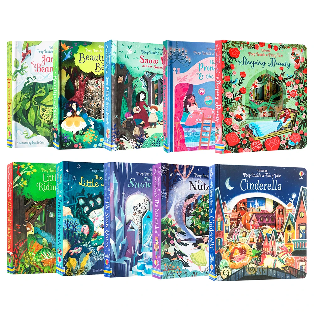 

10 Books/set Usborne Books Peep Inside Classic Fairy Tale English Educational 3D Flap Picture Story Reading Book Children Baby