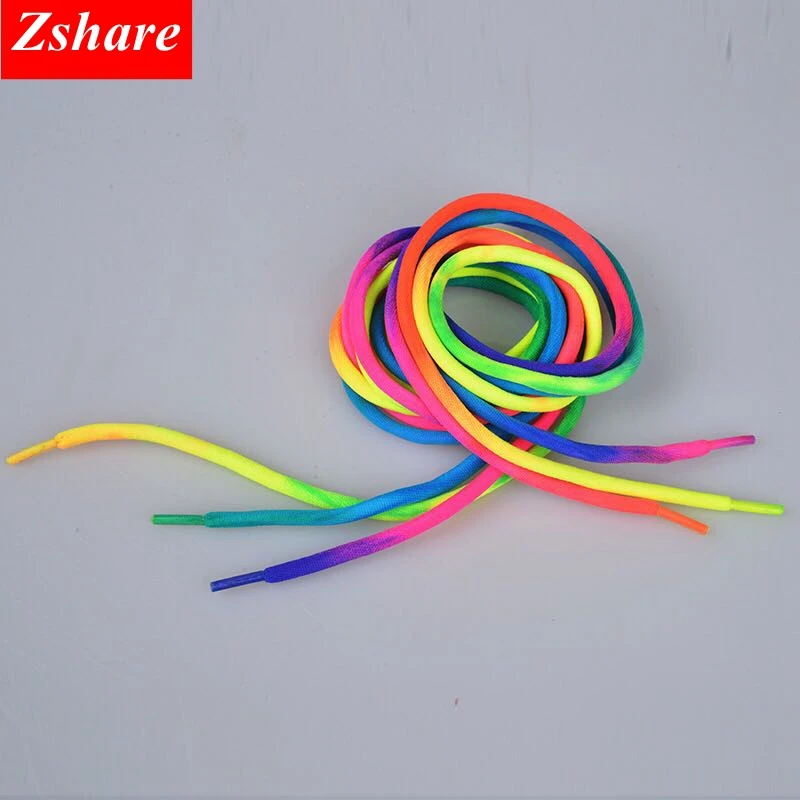 1Pairs Rainbow Shoelaces Round Sneaker Shoe laces Fashion Colorful ShoeLace For All Shoes 100CM 120CM Strings YC-1