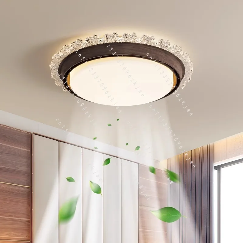 Modern Acrylic Invisible Silent Full Spectrum LED Ceiling Fan Light with Bladeless Dining Bedroom Home Decor New Energy Saving