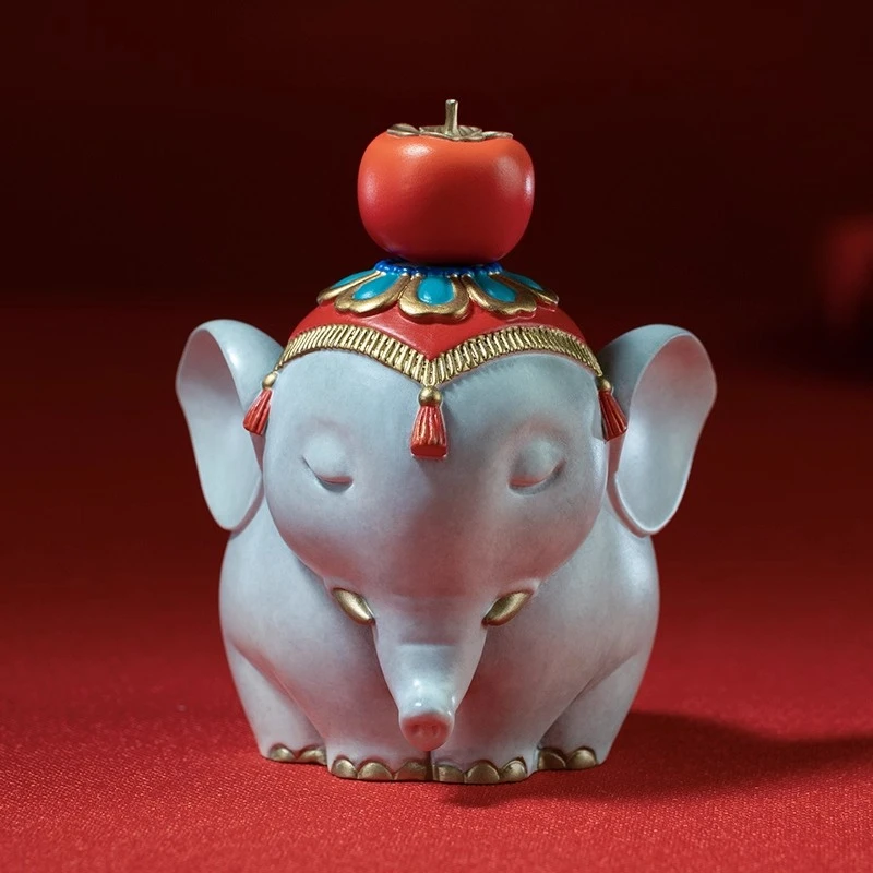 Lucky Elephant Statue Copper Office Desk Decor Home Ornament Housewarming Gift Wish Come True