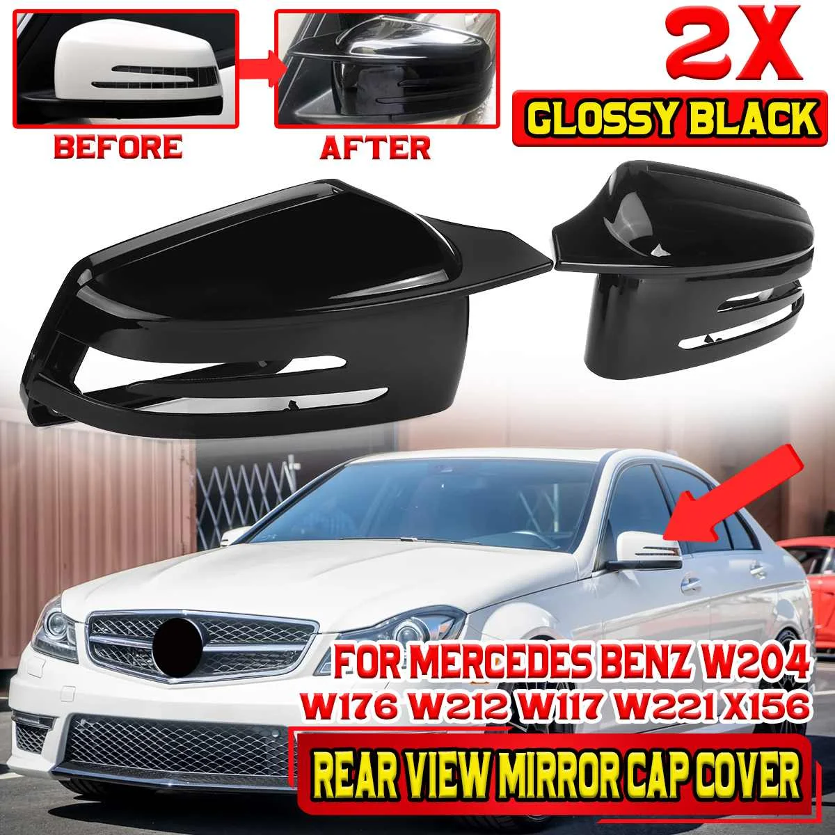 

Для Mercedes Benz W204 W176 W212 W117 W221 X156 Пара автомобильных зеркал заднего вида, сменные крышки корпуса зеркала
