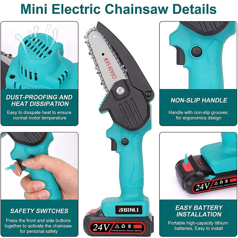 Binli Mini Power Battery Lithium-ion Cordless Wood Chain Saw