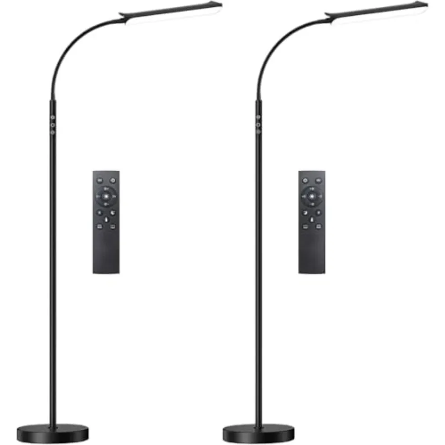 

Диммируемый светодиодный напольный светильник, суперяркая лампа для чтения, напольная лампа с пультом дистанционного управления и сенсорным управлением, плавная регулировка яркости и 2700K.