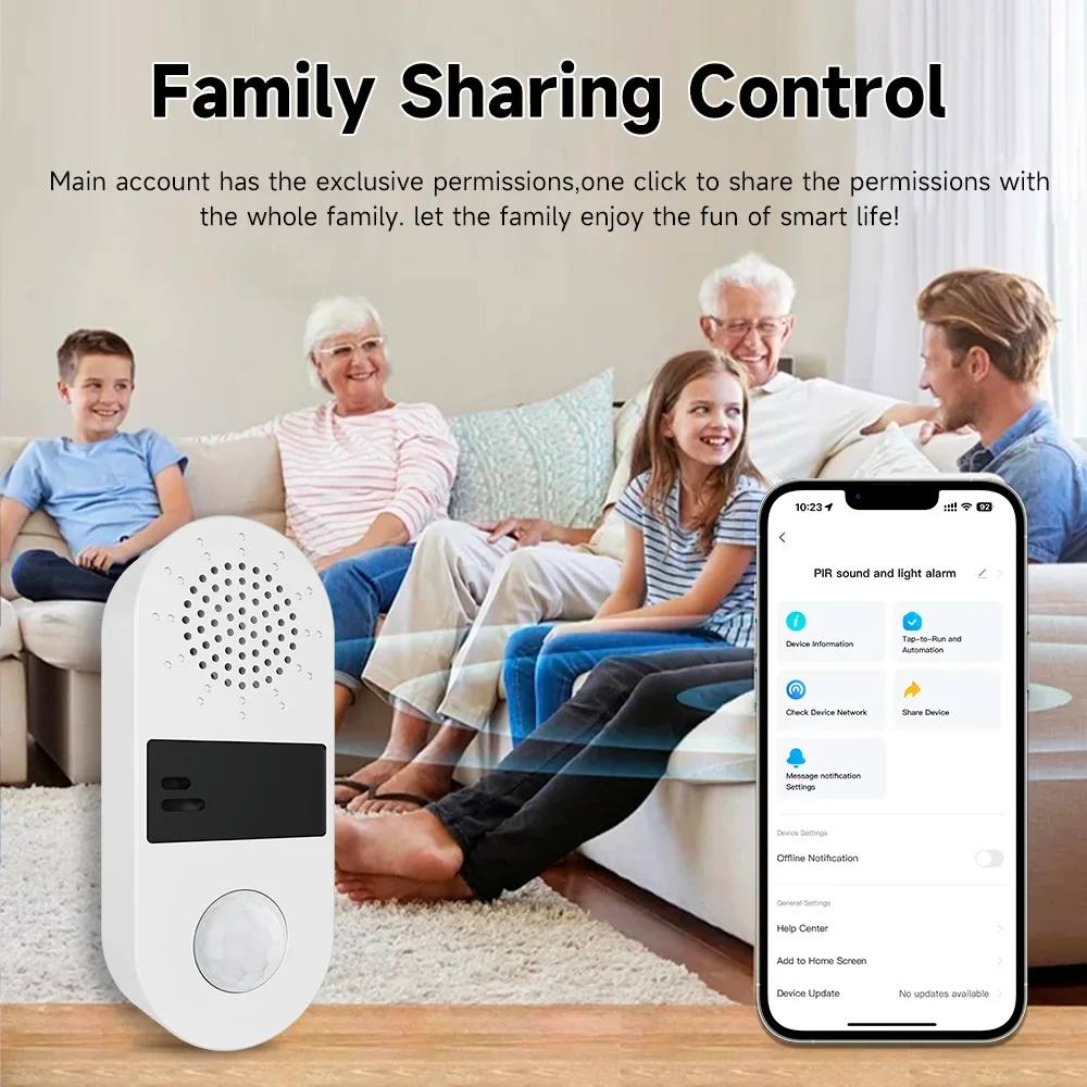 Tuya-Sensor de movimiento PIR inteligente, WIFI, 130DB, Sensor de luz de sonido, aplicación Smart Life, sistema inalámbrico de automatización del hogar a través de Alexa