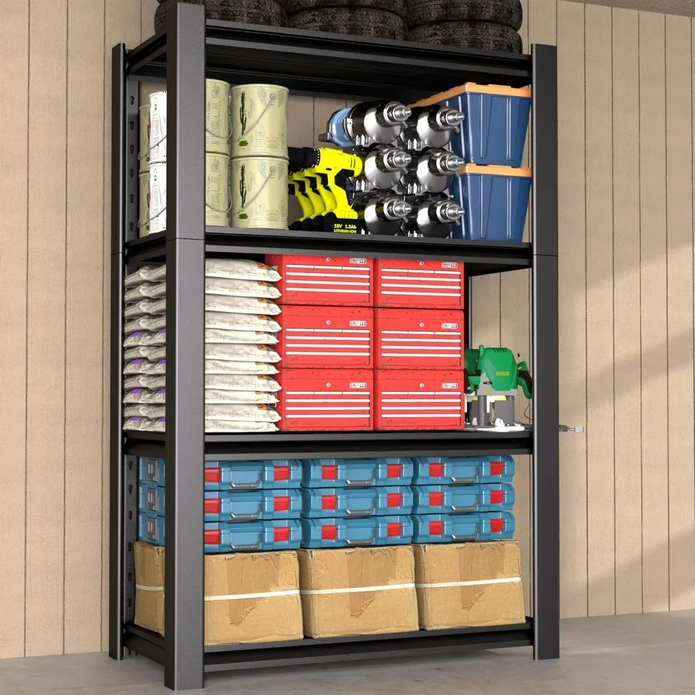 

4-Tier Heavy Duty Garage Shelving Unit, 2000 LBS Capacity Metal Storage Rack,Adjustable Steel Shelves for Garage, Warehouse