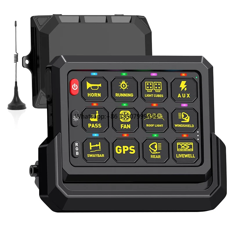 Panel de Interruptores Auxiliar Universal de 12 V y 24 V, Caja de Relés de Control de Circuito, Panel de Interruptores de 12 Canales Inalámbrico para Automóvil y Camión