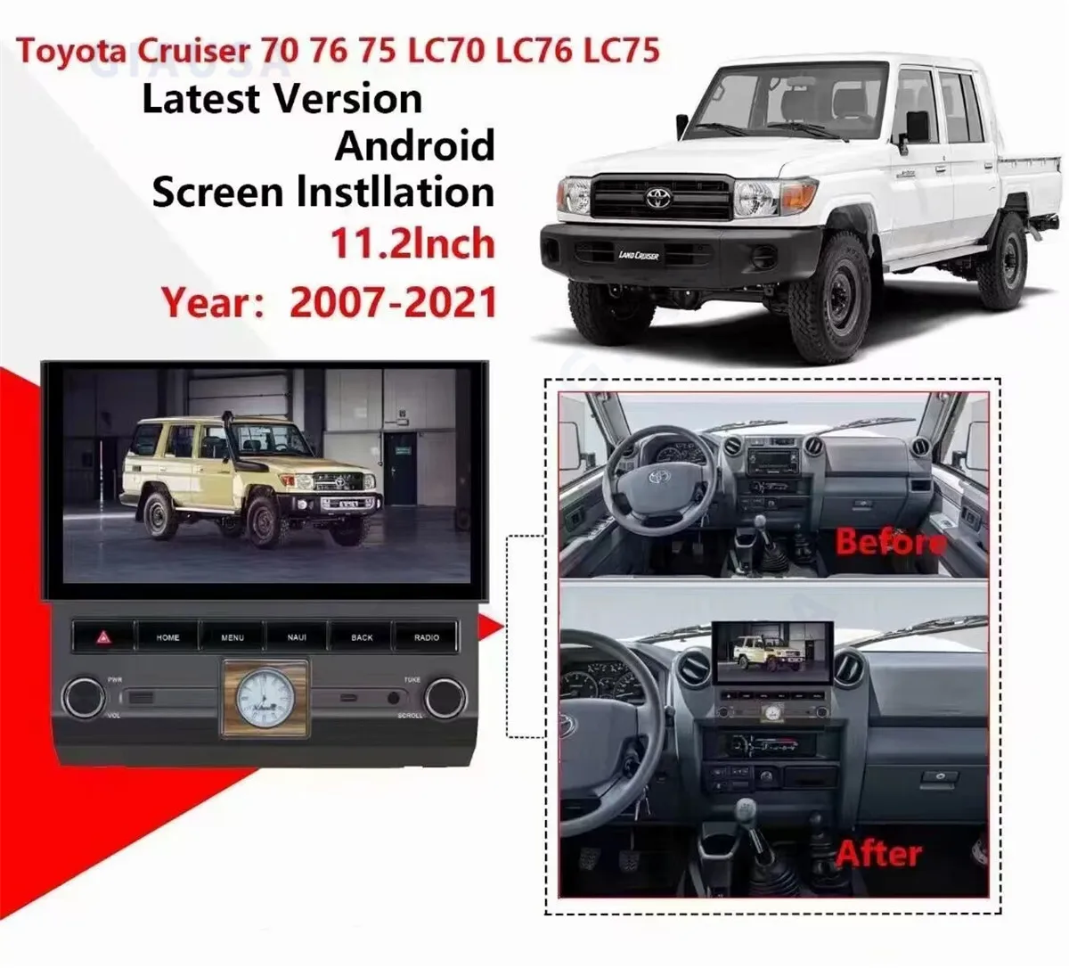 Android 12 Multimedia Player For Toyota Land Cruiser LC76 LC70 LC75 GPS Auto Stereo Car Radio Head Unit Car Accessories Carplay