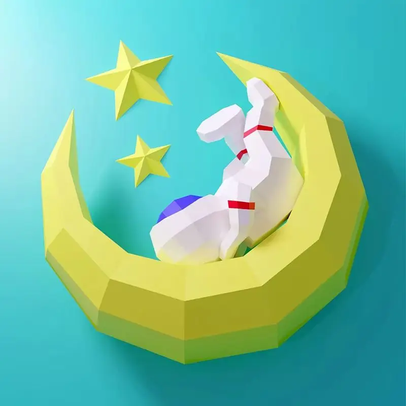 

Лунный астронавт, бумажная модель, космическая тема, сделай сам, оригами, детская комната, настенное украшение, 3D ручная работа, креативные игрушки-головоломки