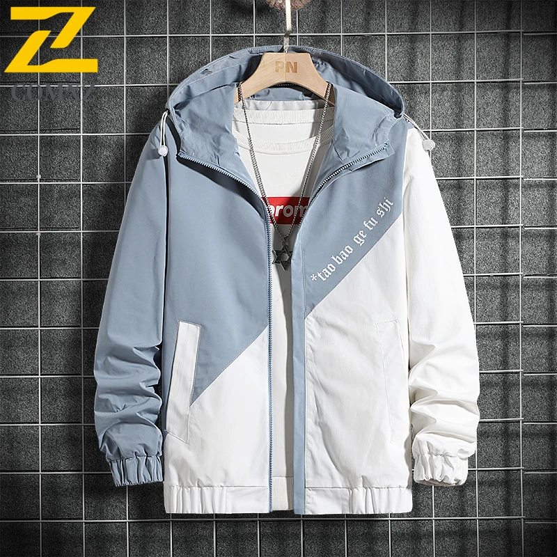 

COMXZ Men Slim Fit Utility Jacket Lightweight Hooded Workwear for Autumn Outdoor Waterproof windproof Urban Street Style Coat