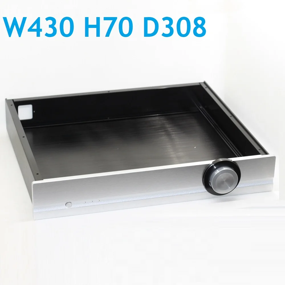 430X70X308mm Brushed Aluminum Power Amp Housing Preamp Amplifier Case Hifi Earphone Home Audio Cabinet DAC Decoder Chassis PSU