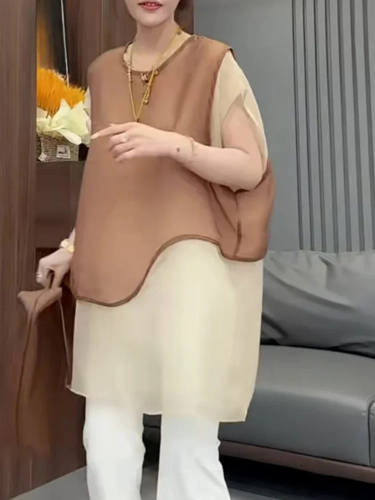 Faionable Losse Svel ronde Ne vrouwen Top Bot Set Zomer Afslanken Veelzijdige Tweedelige Ensemble Trendy Outfit