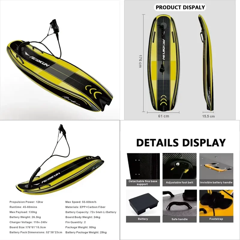 Aerokun Watersports EPP 12kw Powered Jetsurf Board Fast Speed Electric Surfboard Jetski Surfing Board Jetfly Motorized