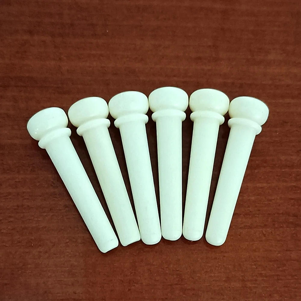 6pcs Real Bone Acoustic Guitar Bridge Pins Pure Bone Bridge Pin with Brass Circle for Folk Guitar Replacement Accessories