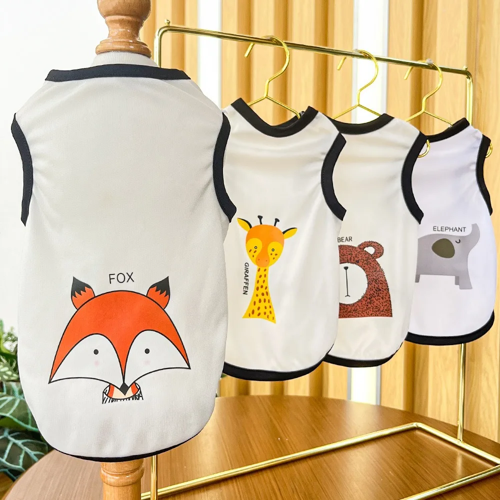 Scandinavian Style Puppy Clothes Pet Summer Thin Cat Bichon Vest Small Dog Cool T-Shirt Animal Pattern Dog Clothes