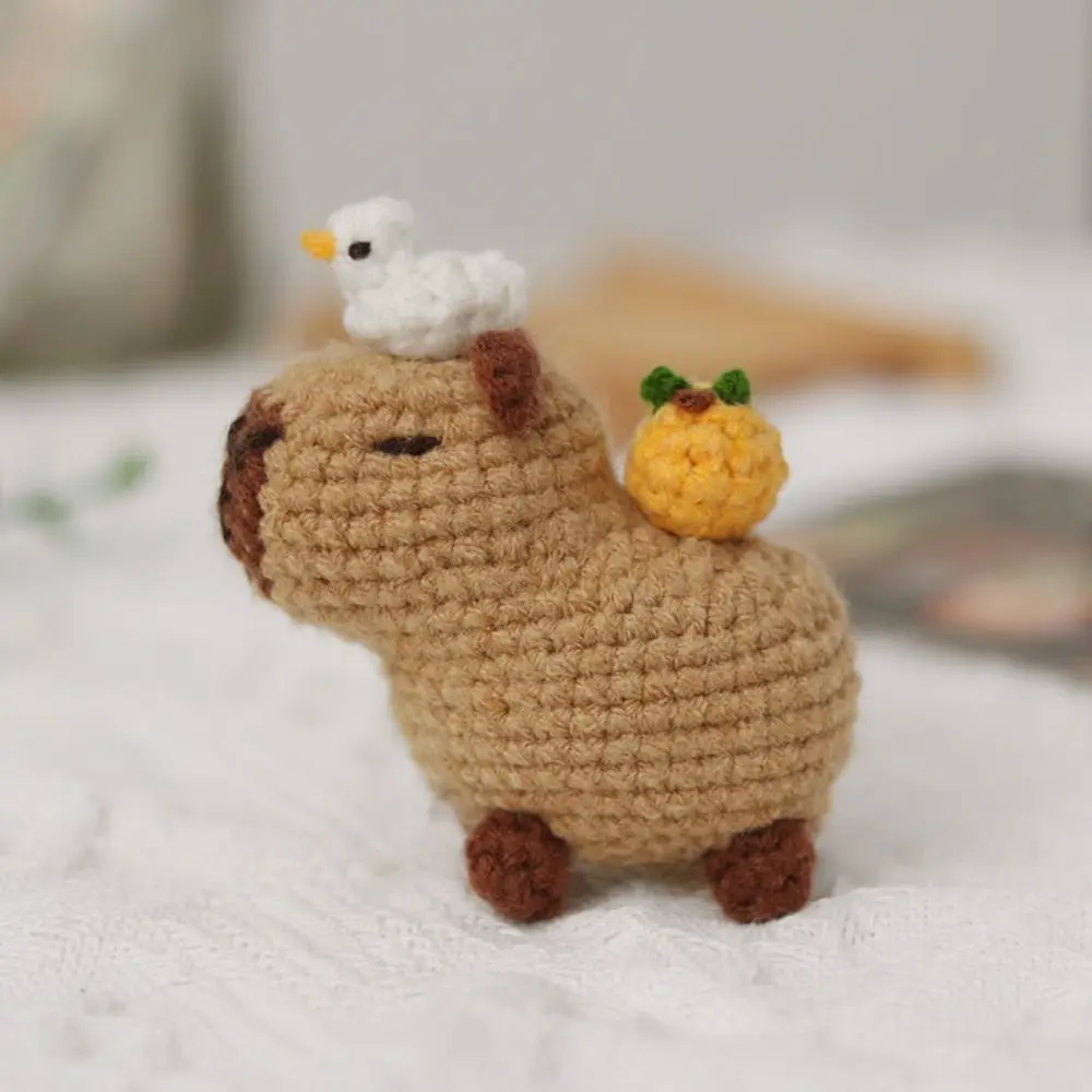 Bonito iniciante crochê kit de animais de pelúcia com ganchos de crochê conjunto diy capivara diy kit de crochê artesanal kit de fio de cobaia