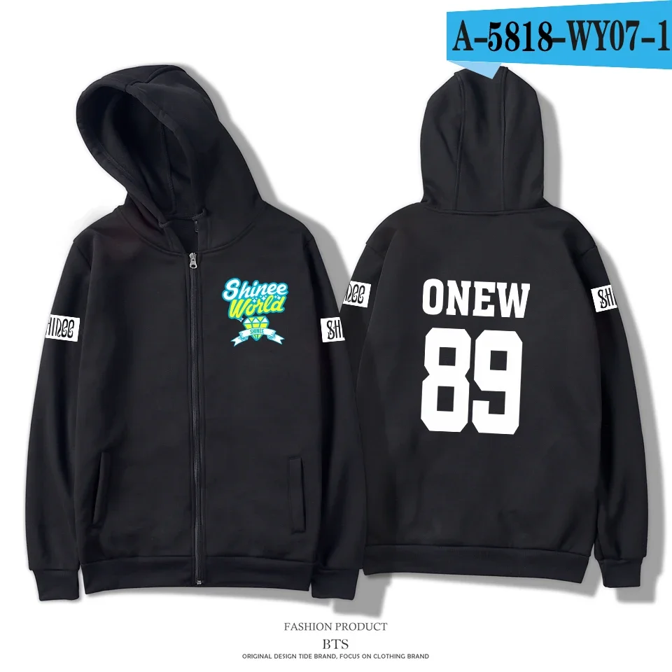 K-POP SHINEE Zip Up Women/Men Hoodie Sweatshirt Taemin Jonghyun Key Minho Onew Long Sleeve Zipper Hooded Jacket KPOP Clothes