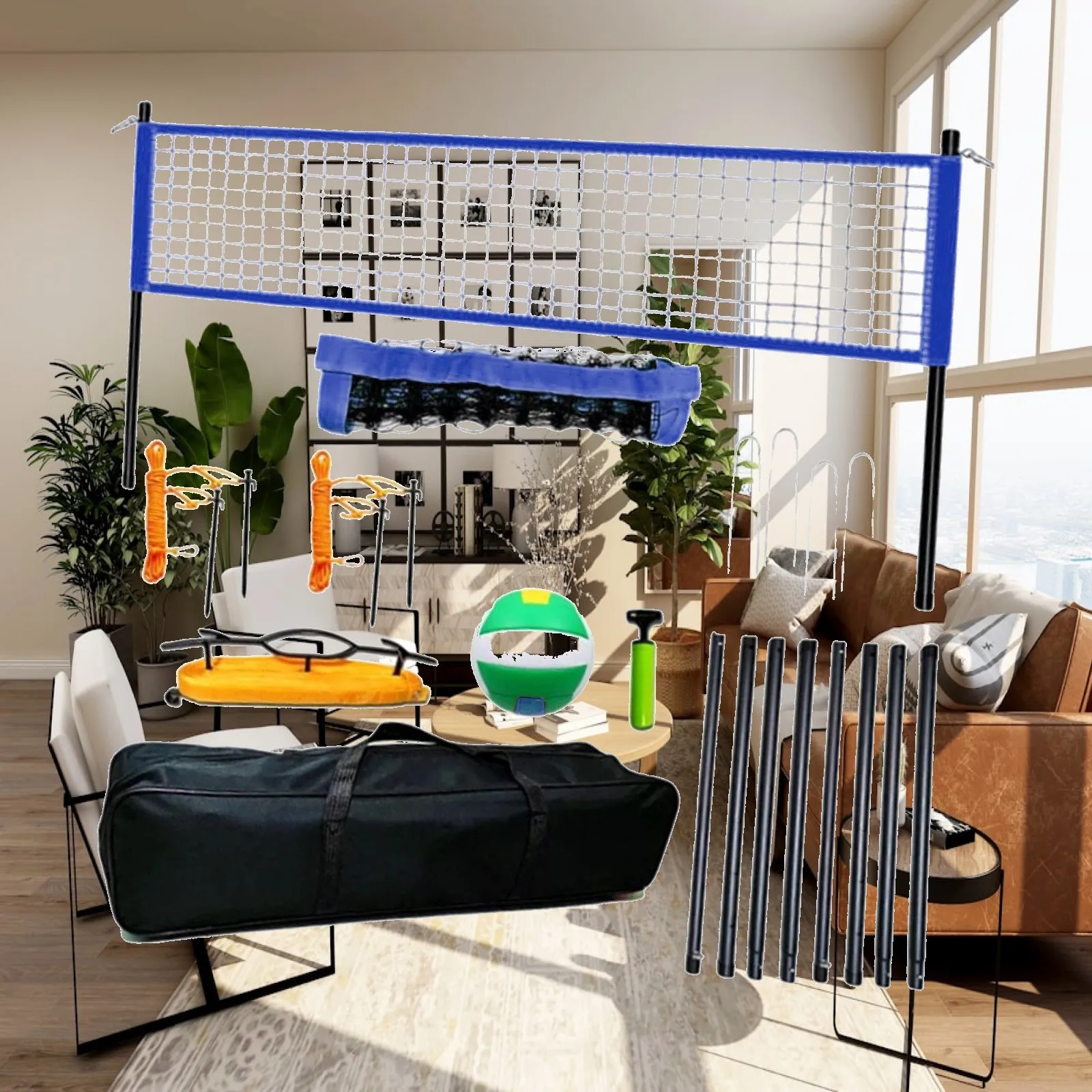 portable-volleyball-net-system-with-poles-professional-outdoor-volleyball-mesh-set-for-backyard-beach-training