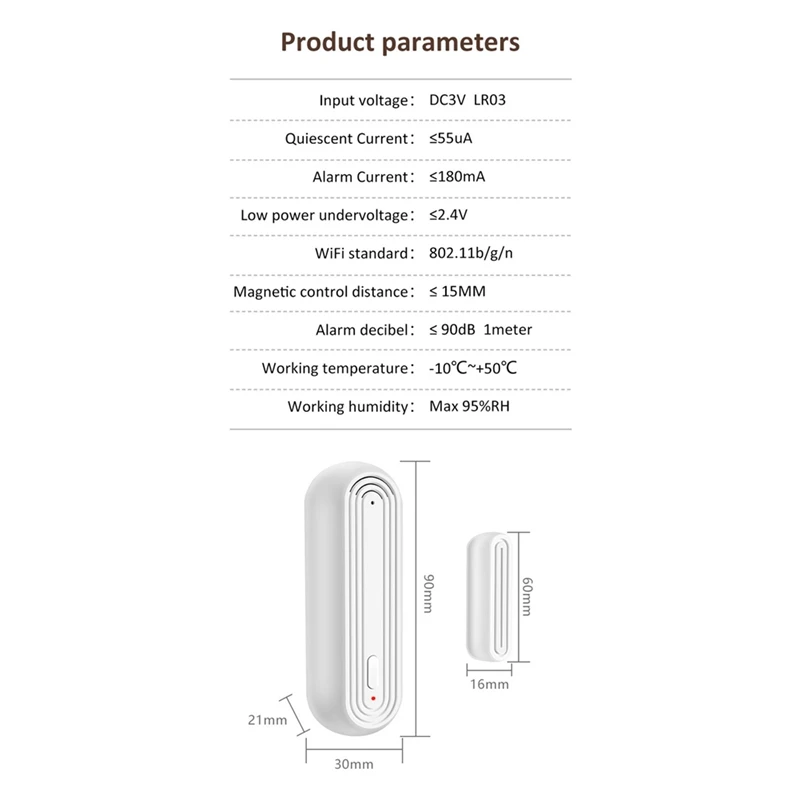Tuya-スマートドア磁気センサー,wifi,アプリケーション制御,USB,ワイヤレス,ドア,窓,アラーム検出器