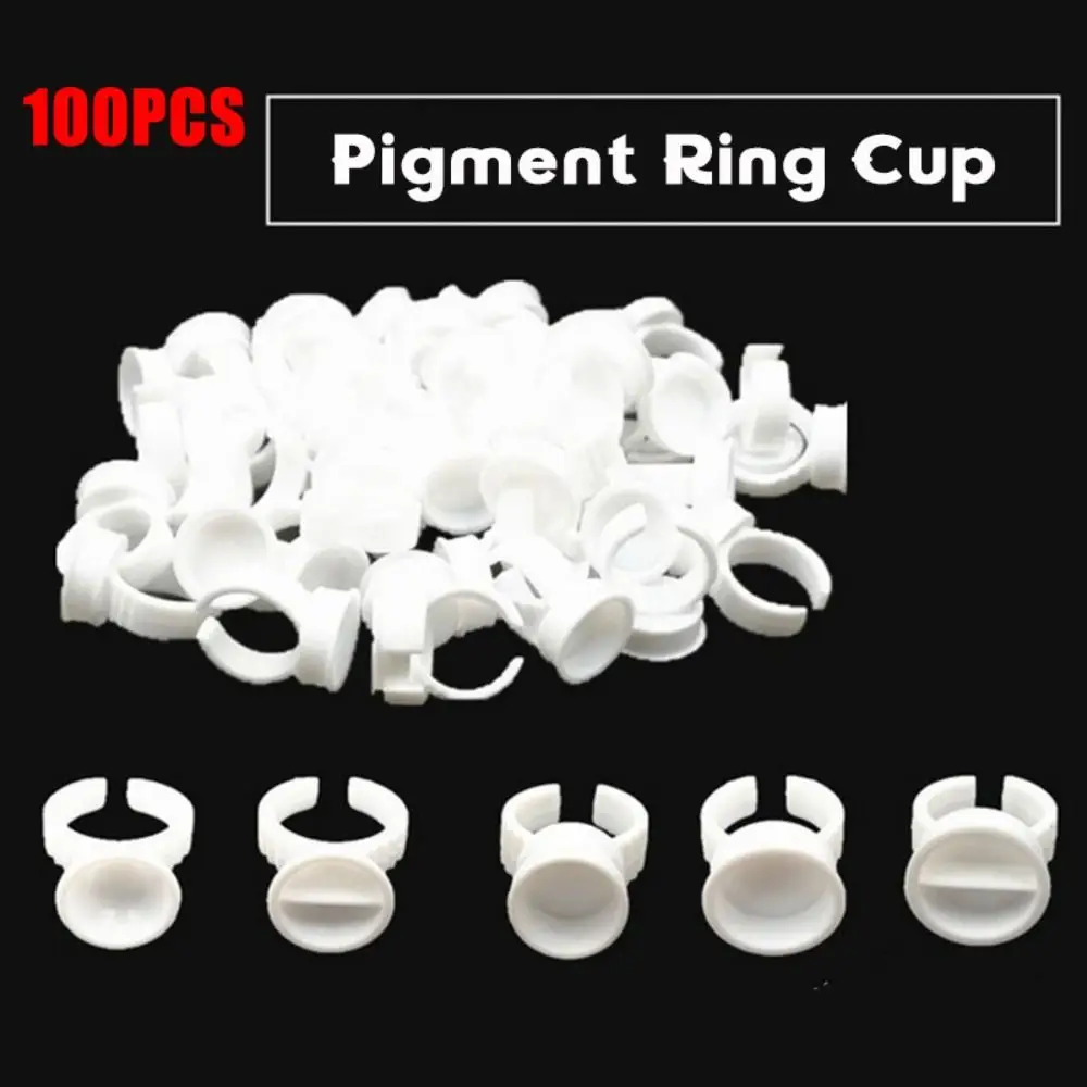 

100PCS Plastic Tattoo Ink Ring Cups Disposable Multifunctional Tattoo Pigment Holder Container Microblading Pigment Cup