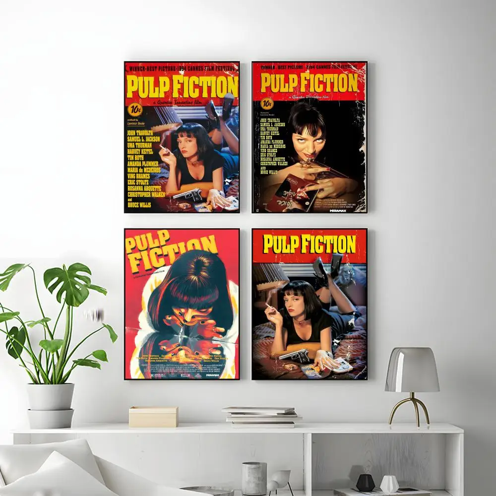 Movie P-Pulp Fiction Poster HD Versatile Waterproof Wall Decor Self Adhesive Perfect for Any Room & Ideal Gift