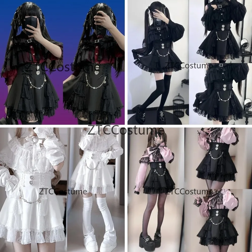 

Gothic Lolita Cosplay Mini Skirt High Waist Lace Sweet JK Style Elegant Retro Y2k Party Skirt for Women