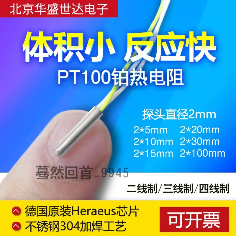 PT100 Temperature Sensor Platinum Resistance PT100 Temperature Probe 2mm 2/3/4wires