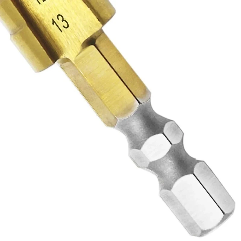 3PCS Step Drill Bit Set Titanium Plated Hex Shank Straight Groove Pagoda Home Improvement Tool Accessories for Drilling