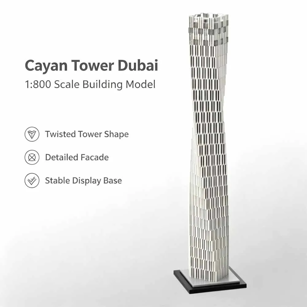 Cayan Tower Infinity Tower Dubai 1:800 Scale MOC Building Blocks Twisted Skyscraper Architecture Model for Adult Gift 1031PCS