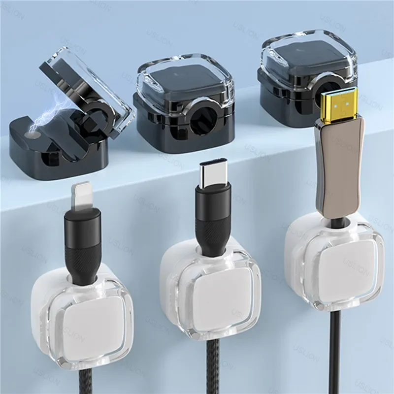 Colorful 6 PCS Magnetic Cable Clips Cable Smooth Adjustable Cord Holder Under Desk Cable Management Wire Keeper Cables Organizer