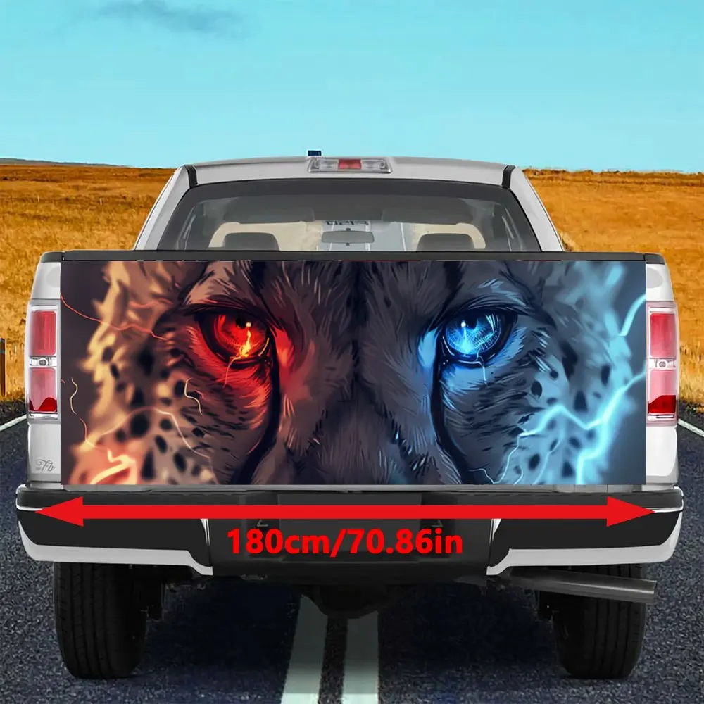 Ferocious Red Blue Eyed Cheetah Car Tail Trunk Protect Vinly Decal Auto Accessories Hood Decoration Sticker for Off-road Pickup