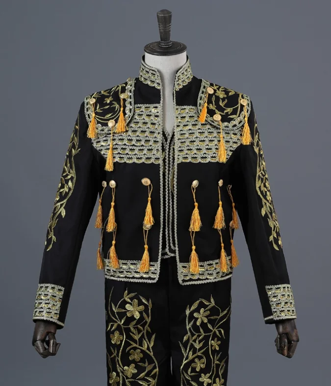 Traje de actuación de torero español, traje bordado para hombre, Vinage, incluye chaqueta, pantalones, chaleco
