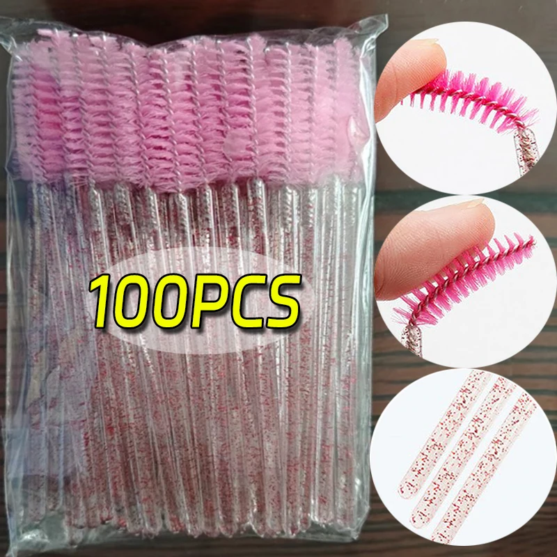 Brosse à cils de poulet, baguettes applicateur de mascara, outils de maquillage d'extension de cils, brosses à sourcils en cristal, 100 pièces