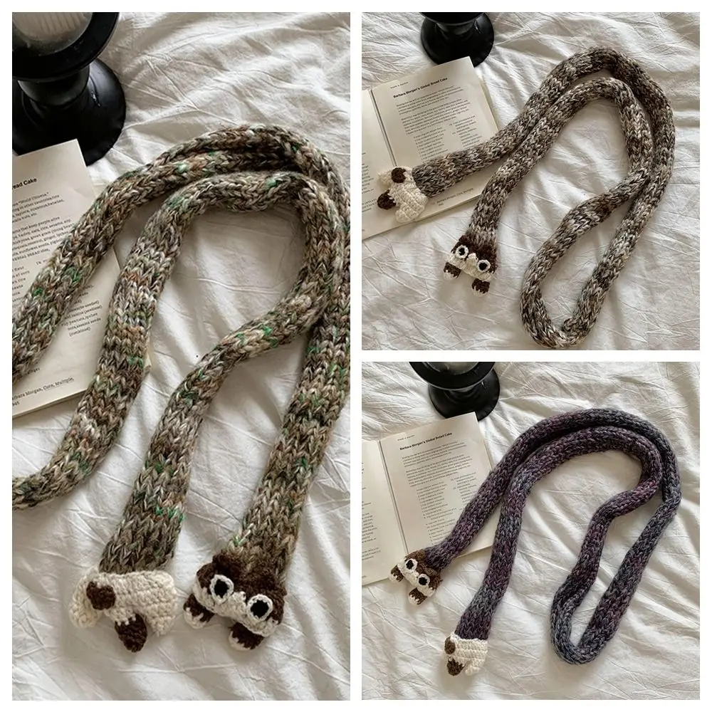 Syal Rajutan Y2K Gaya Harajuku Aksesori Pakaian Kolokasi Kartun Syal Panjang Sempit Aksesori Syal Gaya Korea