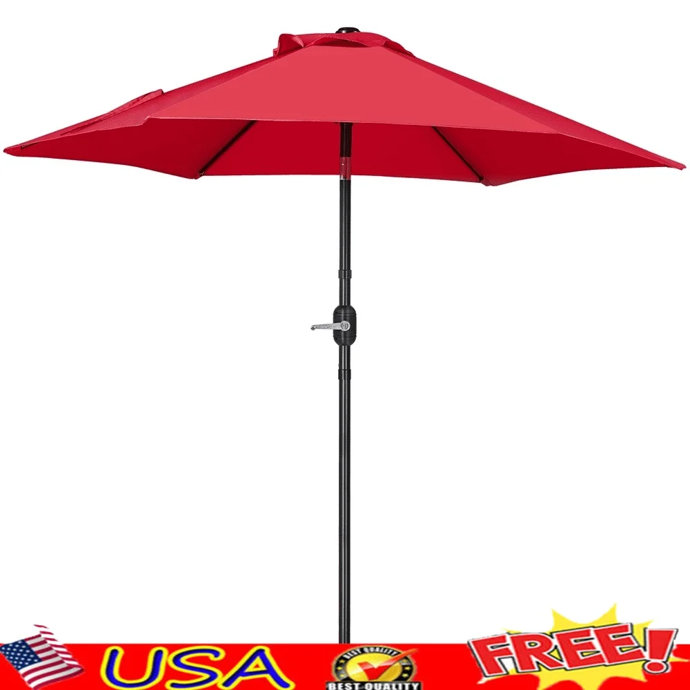 

7.5FT Hexagonal Patio Umbrella with Crank and Tilt Adjustable Canopy Outdoor Garden Dining and Relaxation