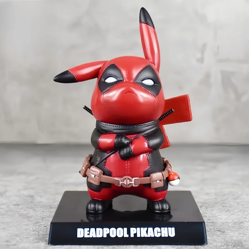 Gorąca sprzedaż Pikachu Deadpool rysunek Q-wersja Pikachu figurka statua Model dekoracja biurka kolekcja lalki zabawki prezent urodzinowy