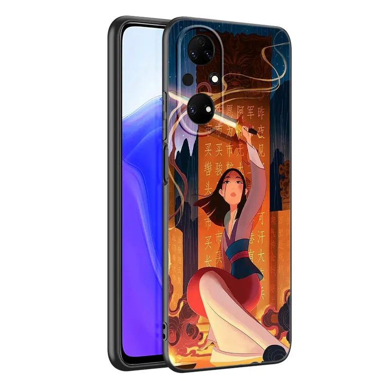 Disney Princess Mulan Black Phone Case For Huawei P8 P9 P20 P30 P40 Mate 8 9 10 Lite 20 30 P50 Pro Plus 20X P Smart 2020