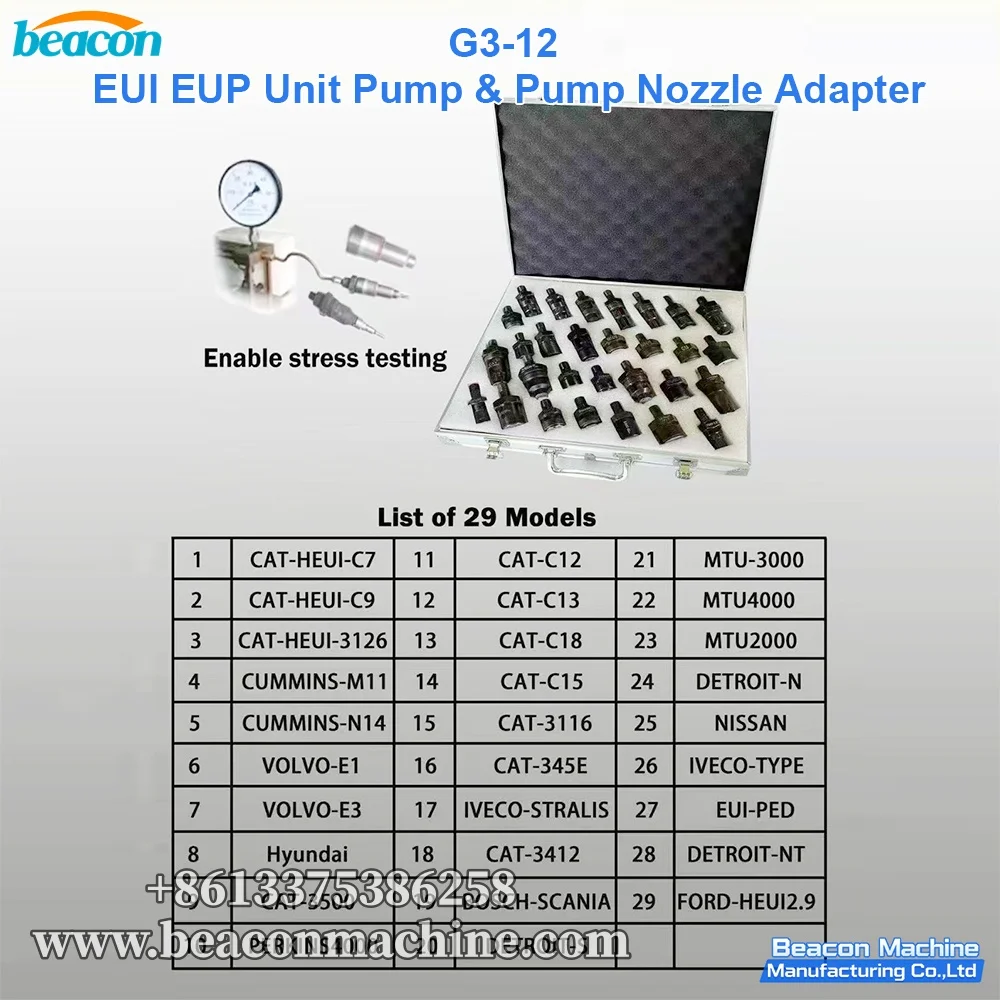 

G3-12 EUI HEUI Diesel Injector Adapter Set Enable Stress Testing Tool for Fuel Injection Repair
