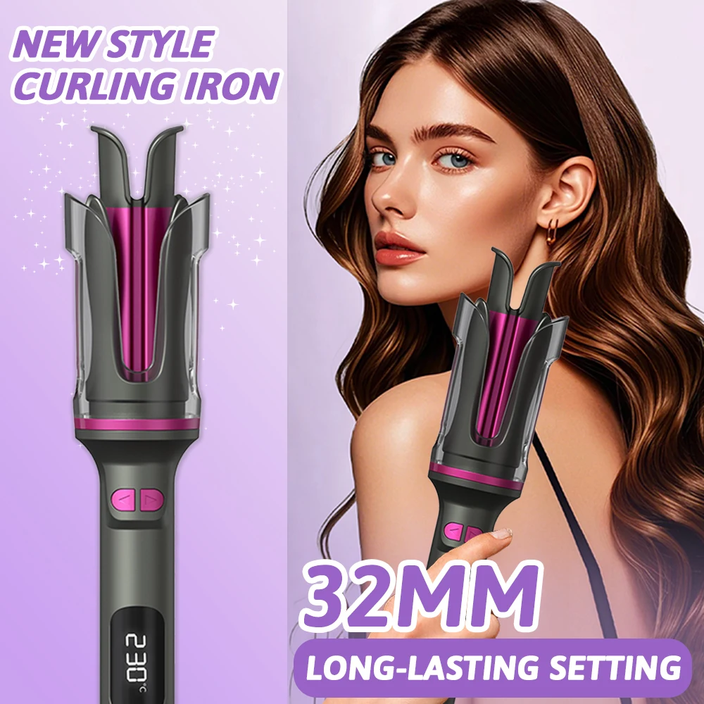 

Automatic Curling Iron 32MM Double Slot Negative Ion Portable Hair Curler Constant Temperature Anti Hot Styler for Travel
