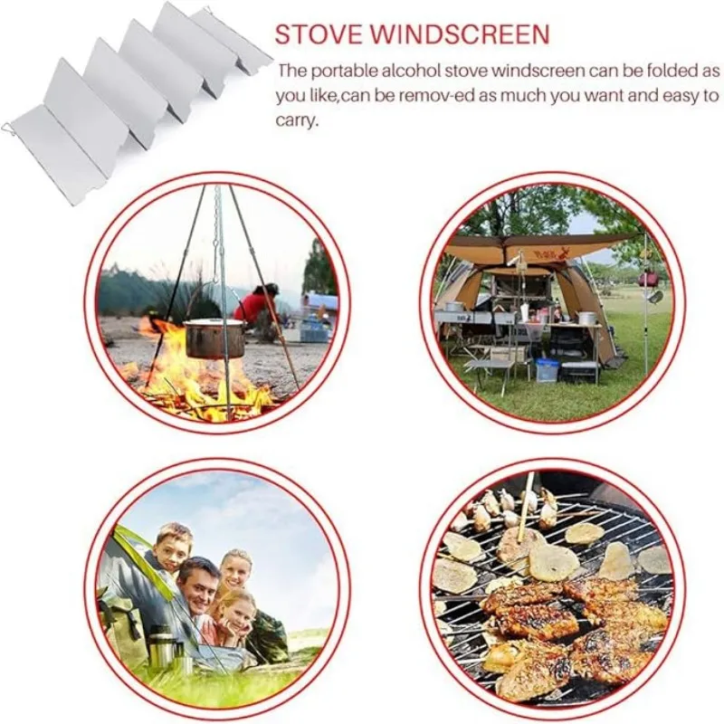 Ultraleichte Windschutzschilde aus Aluminiumlegierung für Campingkocher, faltbar mit Einsätzen, ideal für Outdoor-Kochen und Picknicks – Detail 8