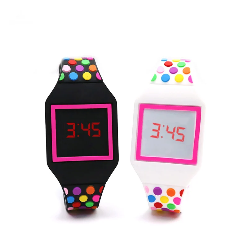 3D Color Dot Strap Children's Watches for Girls LED Electronic Kids Watch Waterproof Display Time and Date reloj para ninos