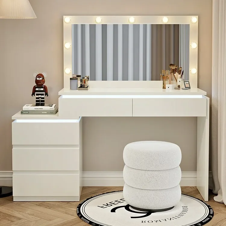 Ambient light, dresser, bedroom, modern simple solid wood makeup table, bedside storage cabinet, chest cabinet integrated