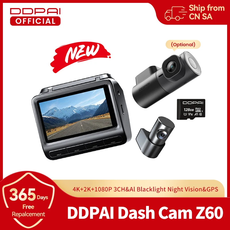 DDPAI Z60 4K+2K+1080P Dashcam Support Rear and Interior with GPS 5GHz WiFi  ADAS NightVIS 2.0 Dash Camera 24H Parking Monitor