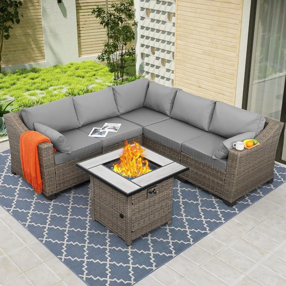 

Sectional Large-Size Outdoor Furniture Outdoor Patio Furniture Outdoor Propane Table All-Weather Cushions Curved