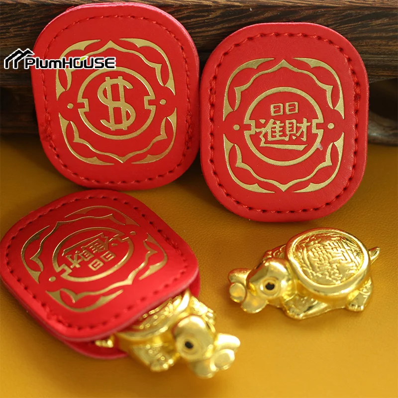 Fengshui Lucky Turtle Wallet Charm Money-biting Turtle Ornaments Decor With 