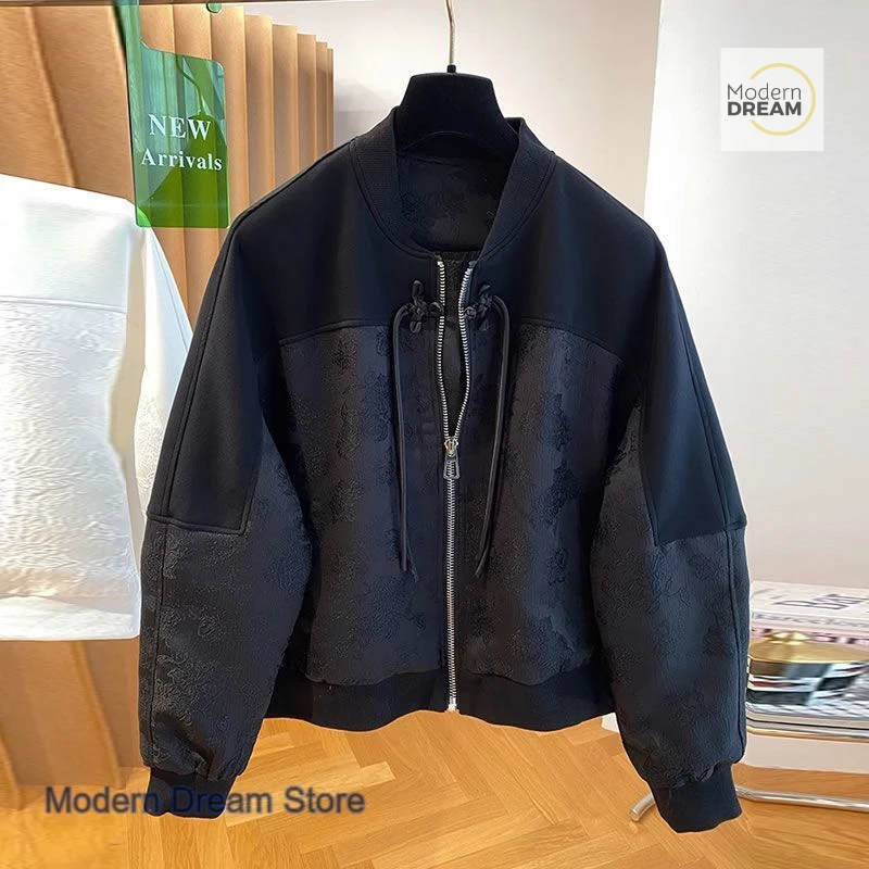 New Chinese style buckle coat women's spring and autumn new fashion Joker casual loose plus size baseball uniform women's jacket