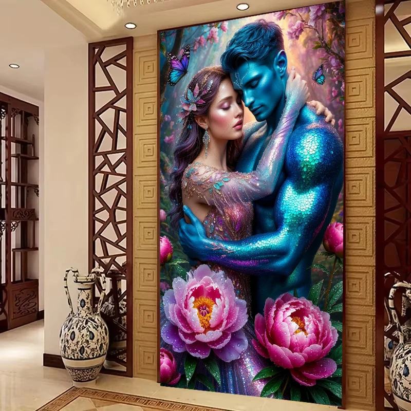 

Large Romantic Lover Colorful Peony Flowers Diy Diamond Painting Rhinestone Of Pictures Full Diamond Mosaic Embroidery Home Art