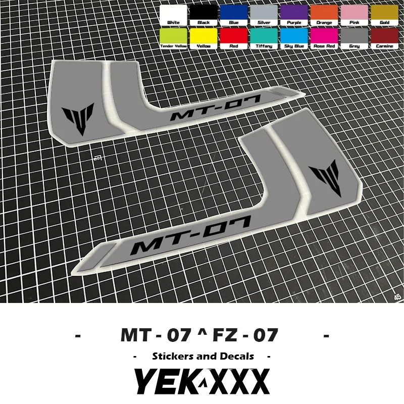 Motorcycle Fairing Shell Sticker Decal MT-07 FZ07 For YAMAHA MT07 FZ-07 Fuel Tank Curve Shell Sticker Decal Solid Color