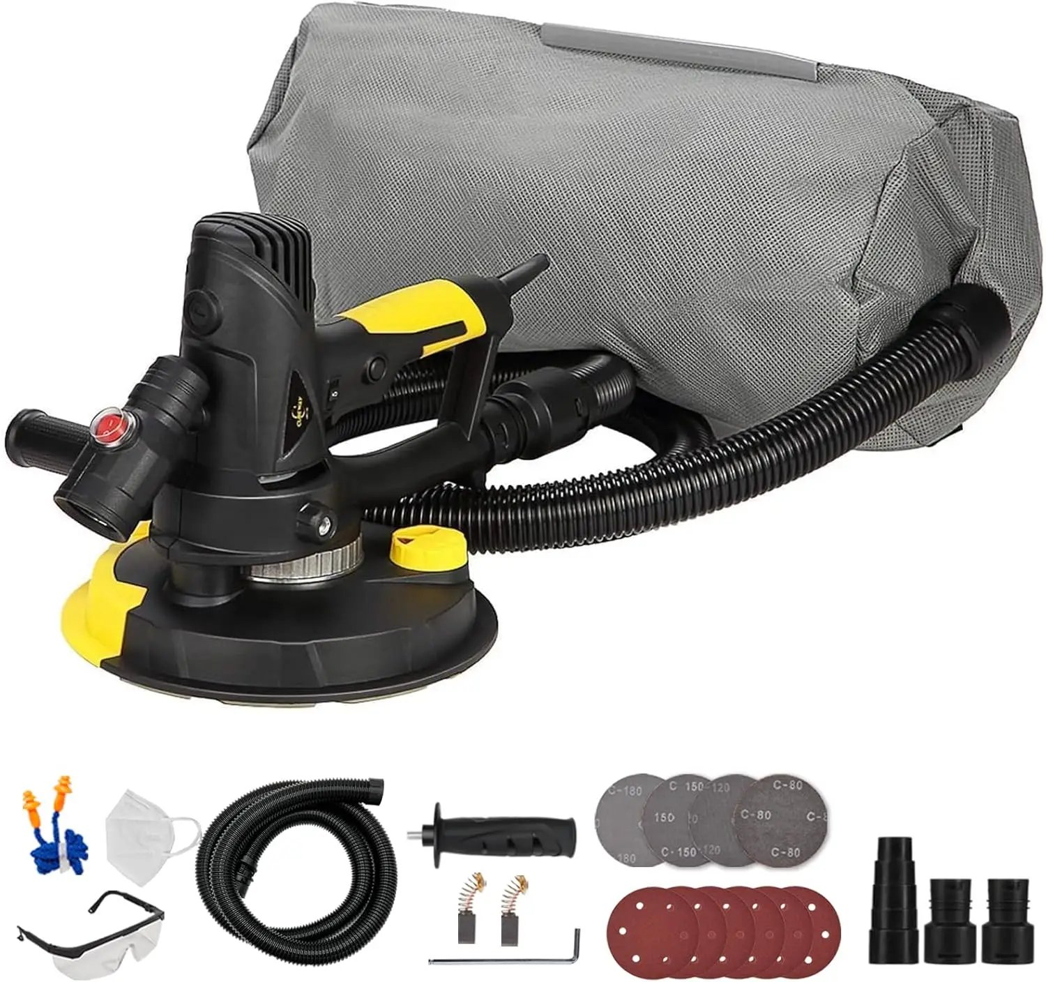 

Handheld Drywall Sander Electric Drywall Sander with Vacuum Variable Speed 26Ft Power Cord Dust Hose and Collection Bag